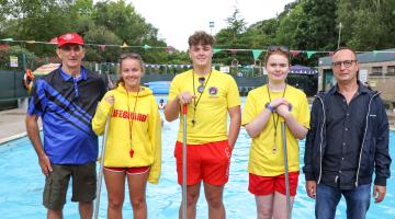 Paddy Collins and Lorenzo Chambo with lifeguards